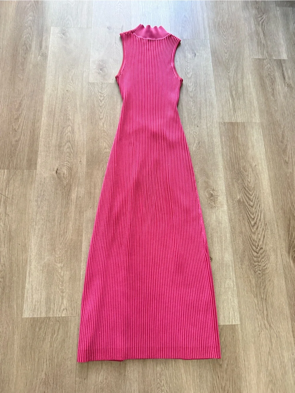 cult gaia liora pink sleeveless ribbed knit Maxi Dress with Tie Detail medium - Picture 6 of 11